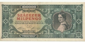 Hungary 100.000 Pengö 1946 Banknote