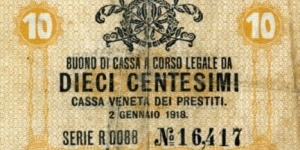 Casa Veneta dei Prestiti 10 Centesimi Banknote