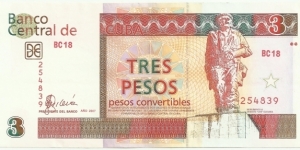 Cuba 3 Pesos Convertibles 2007 Banknote