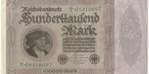 Germany-Weimar 100.000 Mark 1923 Banknote