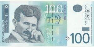 Serbia 100 Dinara 2013 Nikola Tesla Banknote