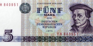 5 Mark - East Germany Banknote