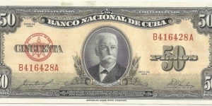 Cuba 50 Pesos 1958 Banknote