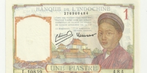 FrIndochina 1 Piastre ND(1932-39)(Banque de L'Indochine) Banknote