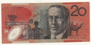 1994 $20 polymer note. PE94 last prefix very scarce Banknote