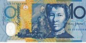 1993 $10 polymer note. Major wet ink transfer Banknote