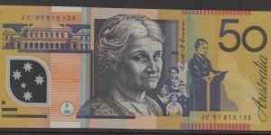 1997 $50 polymer note. JC97 last prefix Banknote