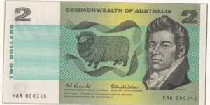 1966 $2 paper note. NPA Anniversary set number 000345 Banknote