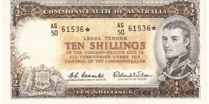 1961 10 shillings star note. Coombs / Wilson Reserve Bank Banknote