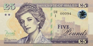 Wales 5 Pounds - Non-Negotiable, Specimen. Banknote