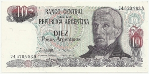 Argentina 10 Pesos Argentinos ND(1983-85) Banknote