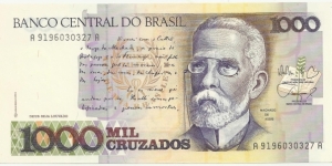 Brasil 1000 Cruzados ND(1987) Banknote