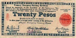 20 Pesos - Emergency Currency Banknote