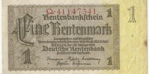 Germany-Nazi 1 Rentenmark 1937 Banknote