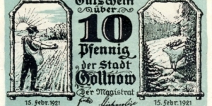 10 Pfennig Notgeld Gollnow/Goleniów Banknote