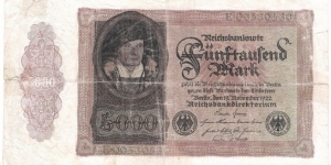 5000 Mark(Weimar Republic 1922)  Banknote