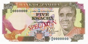 5 Kwacha - Specimen Banknote