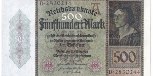 500 Mark(Weimar Republic 1922) Banknote