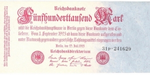 500.000 Mark(Weimar Republic 1923) Banknote