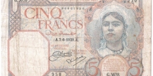 5 Francs(1929) Banknote