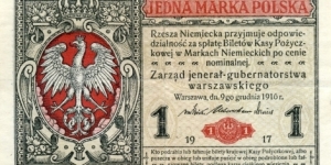 1 Marka - Zarząd jenrał-gubernatorstwa warszawskiego  Banknote