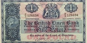 1 Pound - The British Linen Bank Banknote