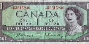 Canada 1954 1 Dollar.

Replacement note. Banknote