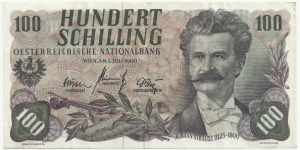 Austria 100 Schilling 1960 (Johann Strauss,Jr) Banknote