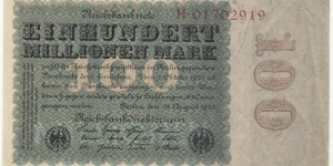 Germany Weimar 100 Million Mark 1923 Banknote