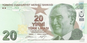 Türkiye 20 Türk Lirası 2009(2017) Serie-B Banknote