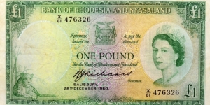 Rhodesia and Nyasaland
1 Pound Banknote