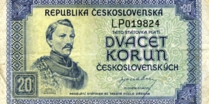 Czechoslovakia 20 Korun - Karel Havricek Borovsky Banknote