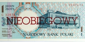 1 Złoty - Nieobiegowy Banknote