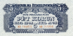 5 Korun Czechoslovakia - SPECIMEN Banknote