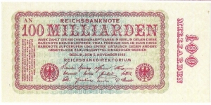 100.000.000.000 Mark(Weimar Republic 1923/ Modern Reprint) Banknote
