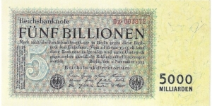 5.000.000.000.000 Mark(Weimar Republic 1923/ Modern Reprint) Banknote