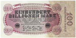 100.000.000.000.000 Mark(Weimar Republic 1923/ Modern Reprint) Banknote