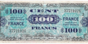 100 Francs(2nd Issue - Provisional Currency 1944 /Block #3) Banknote