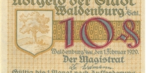 Notgeld:
Waldenburg Banknote