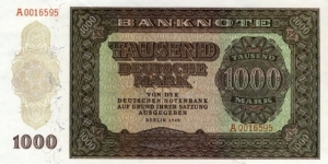 1000 Mark - East Germany. Scarce Banknote