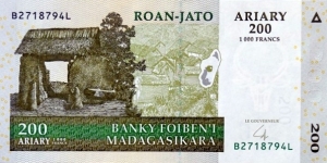 200 Ariary - 1000 Francs  Banknote