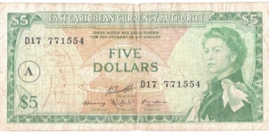 5 Dollars(Antigua/1965) Banknote
