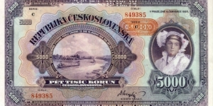 Czechoslovakia 5000 Korun - SPECIMEN Banknote