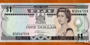 Fiji | 
1 Dollar, 1987 | 

Obverse: Queen Elizabeth II and National Coat of Arms | 
Reverse: Market at the harbour, and Ship at dock | 
Watermark: Queen Elizabeth II | Banknote