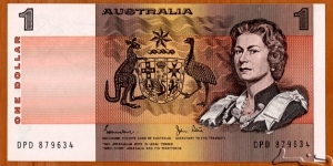 Australia | 
1 Dollar, 1983 | 

Obverse: Queen Elizabeth II, and National Coat of Arms | 
Reverse: Aboriginal art – cave drawings by the Indigenous Australian Yolngu artist David Malangi (1927-1999)
Watermark: Captain James Cook | Banknote