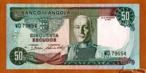 Angola | 
50 Escudos, 1972 | 

Obverse: Portrait of Marshal António Oscar de Fragoso Carmona (1869-1951), the 11th President of Portugal (1926-1951) | 
Reverse: Robusta coffee plant (Coffea robusta) | 
Watermark: Marshal António Oscar Fragoso Carmona | Banknote