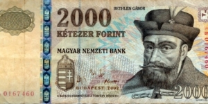 2000 Forint. Gabor Bethlen Banknote