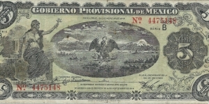 Gobierno Provisional de México, México - 5 Pesos - pk S 702a - D. 20.10.1914 Banknote