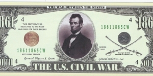 1861-1865 - The U.S Civil War - pk# NL - ACC American Art Classics - Not Legal Tender Banknote