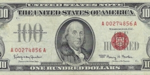 USA 100 Dollars
1966 
United States Note Banknote